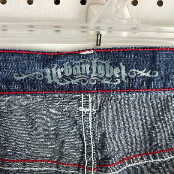 Urban Label Y2K Baggy Skater Jeans 40x32 Blue Red‎ Stitched 90s Wide Leg Gothic - Picture 8 of 9